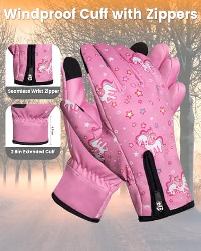RIGWARL Kids Winter Touchscreen Gloves, Water-Resistant for Ages 3-15 Cold Weather Sports