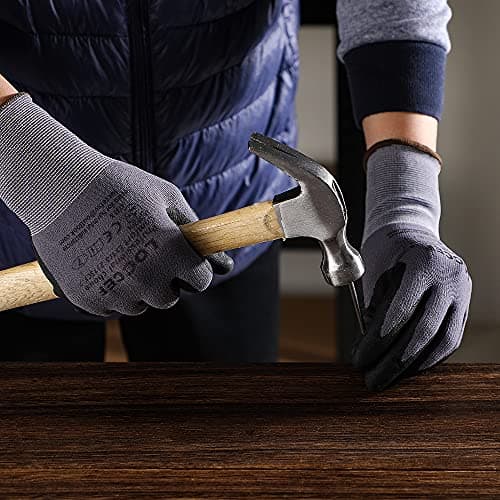 LOCCEF MicroFoam Nitrile-Coated Safety Work Gloves, 12 Pairs, Seamless Knit Knicks