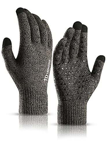 TRENDOUX Winter Gloves for Men & Women - Touch Screen Cold Weather Thermal Knit Gloves — Gray