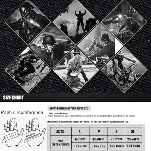 Tactical Motorcycle Gloves for Men with Leather Palm for Hiking & Camping