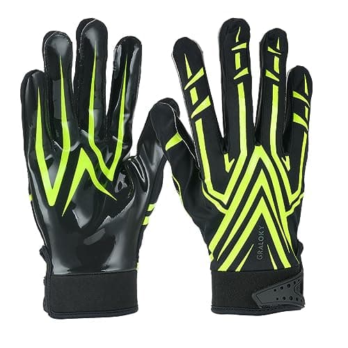 Ultra Sticky Football Gloves Men Women, White Enhanced Performance Tacky Grip — Green