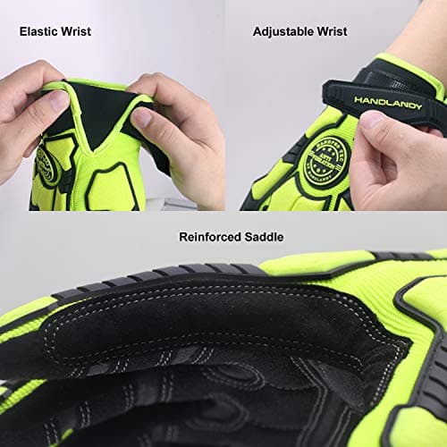 Handlandy Heavy Duty Impact Gloves, SBR Padding, TPR Protector