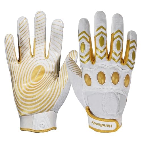 HANDLANDY Men's Hot Pink Stretch Football Gloves - Wide Receiver Grip — White-impact