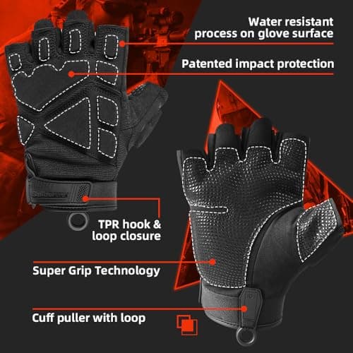 Seibertron Tactical Fingerless Gloves for Men & Women XXS-XXL