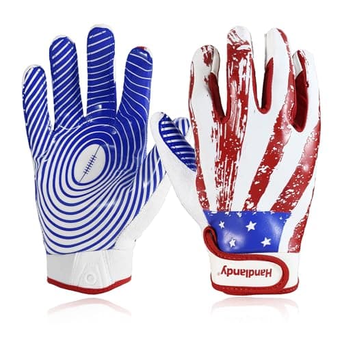 HANDLANDY Sticky Wide Receiver Gloves for Youth Football Players — Blue