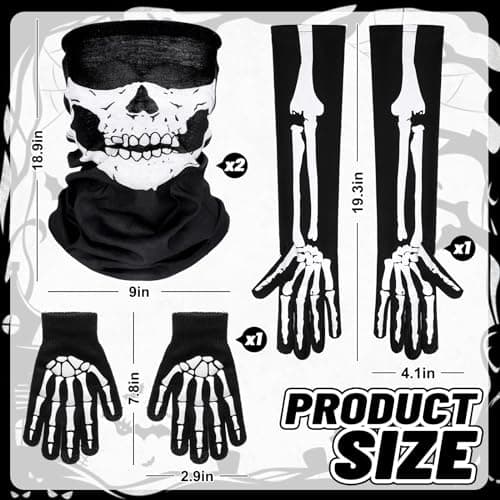 Whaline Skeleton Gloves & Skull Face Masks for Halloween