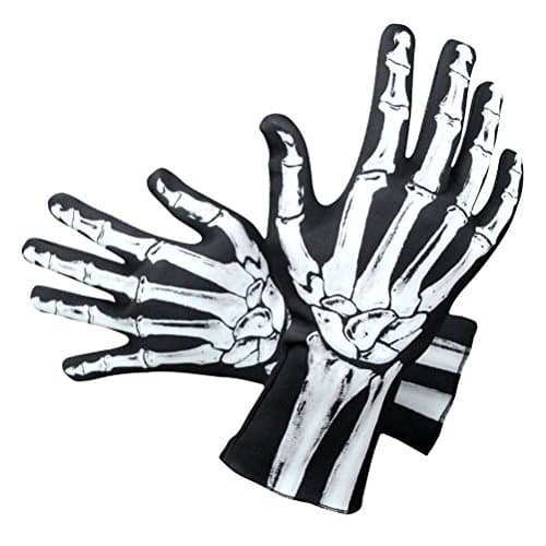 Amosfun Full Finger Halloween Skeleton Gloves Unisex Cosplay Costumes