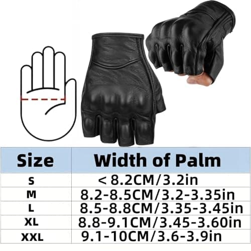 Leather Motorcycle Gloves for Men Half Finger Knuckle Armored Riding