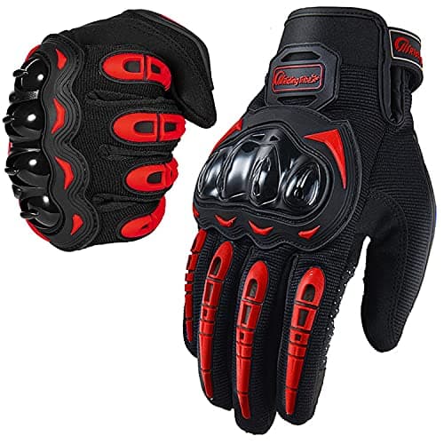 Men's & Women's Full Finger Touchscreen Motorcycle Gloves L, Red - Mountain Dirt Bike MTB