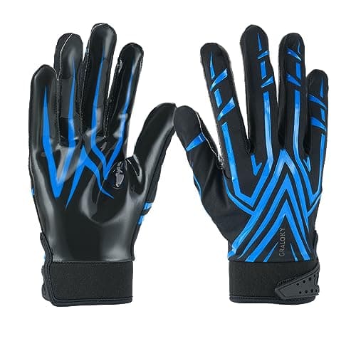Ultra Sticky Football Gloves Men Women, White Enhanced Performance Tacky Grip — Blue