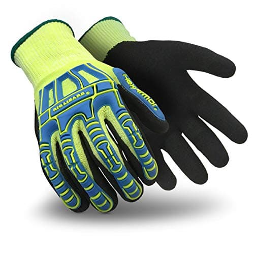Impact Protection Work Gloves for Safety | Rig Lizard Series — 2098 | Blue Impact W/ Sandy Nitrile Grip