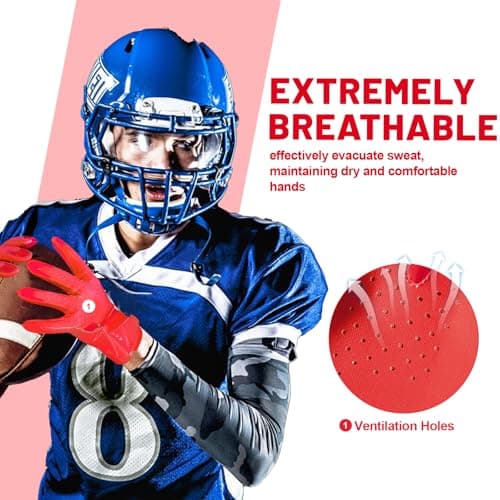 Red Wide Receiver Grips: No-Slip Football Gloves for Men