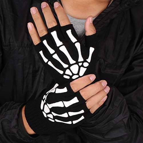 10AGIRL Glow-in-the-Dark Fingerless Gloves for Christmas Costumes Cosplay