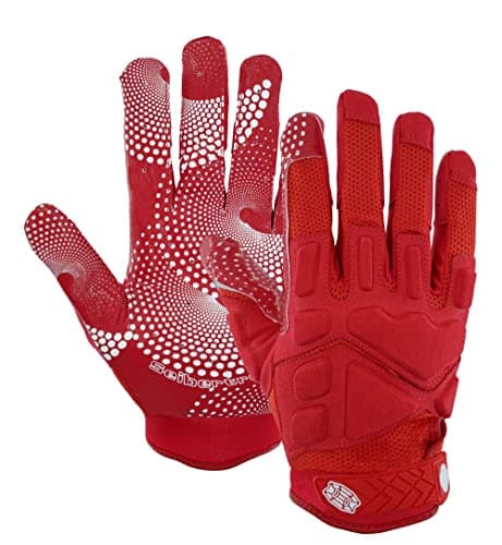 Seibertron Gel-Filled Anti-Impact football gloves for Adults and Youth — red