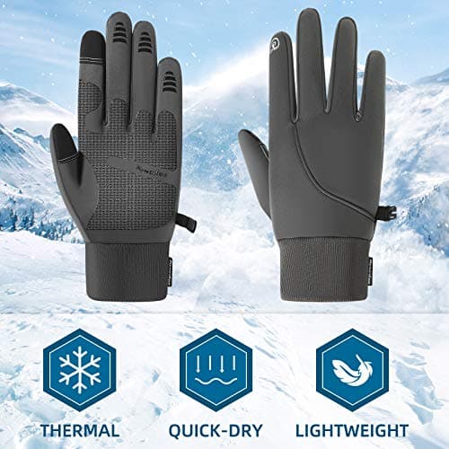 Suneed Men's Winter Gloves, Waterproof & Touchscreen Cold Weather Running and Hiking