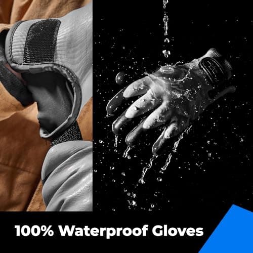 100% Waterproof Gloves for Men and Women, Touchscreen, Thermal, and Grip for Cold Weather, Grey, X-Large