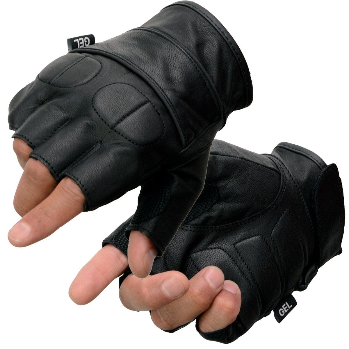Milwaukee Black Leather Gel Palm Hand Gloves with Knuckle Pads