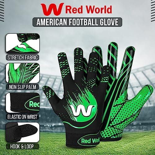 RED WORLD Sticky Football Gloves for Youth and Adults
