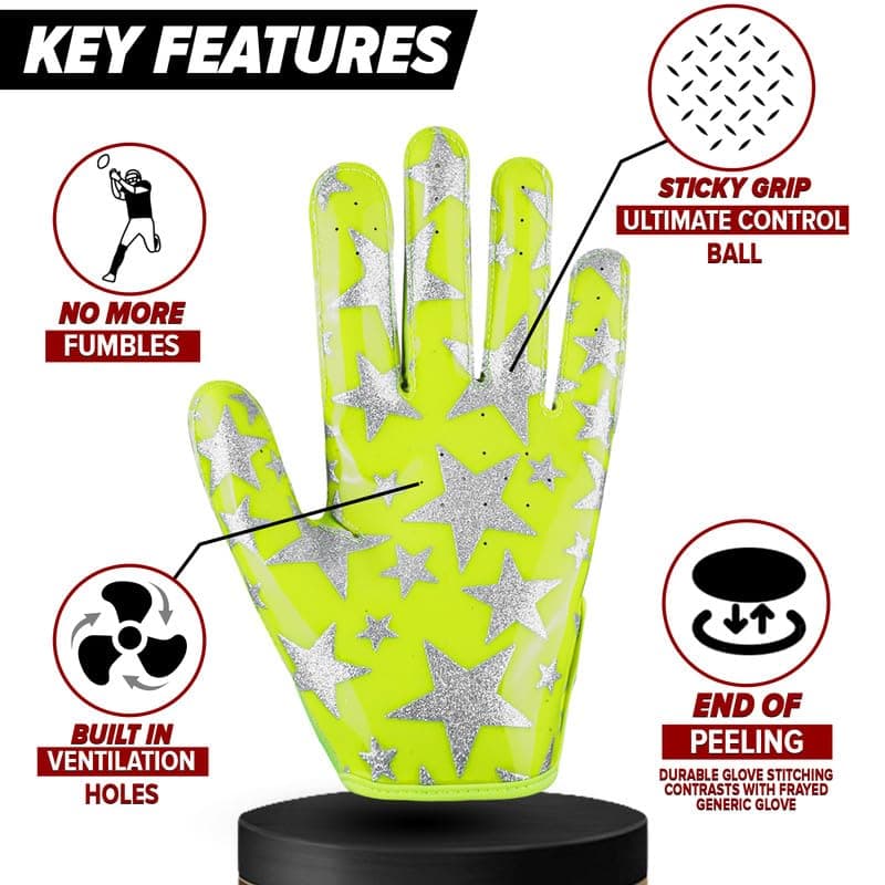 Sticky Receiver Gloves for Youth Boys 8-12 - Durable Grip, Stretch Fit, Vibrant Colors