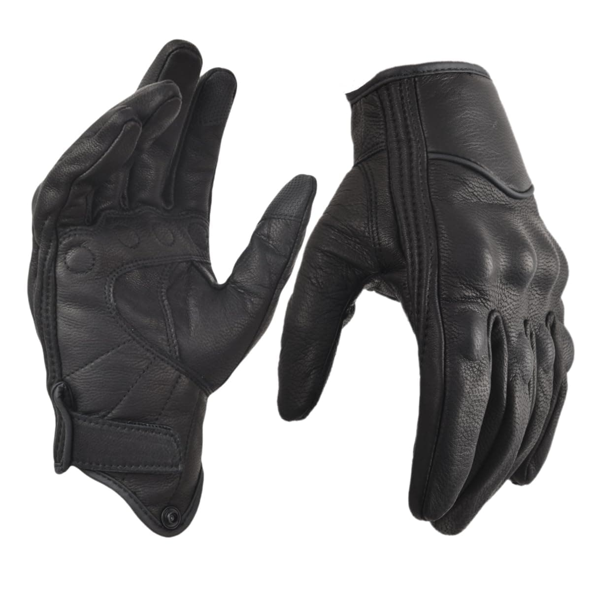 Men's Touchscreen Leather Motorcycle Gloves Black Protection Riding Biker Gloves