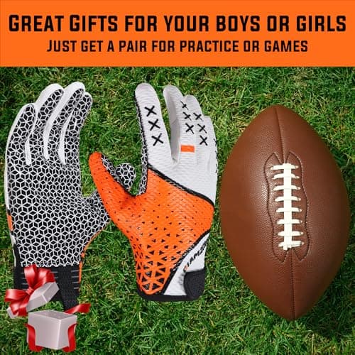 Youth High Grip Football Gloves for Kids Stretch Fit