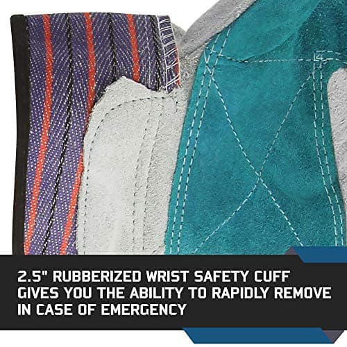 Cowhide Split Leather Safety Gloves with Rubberized Cuff