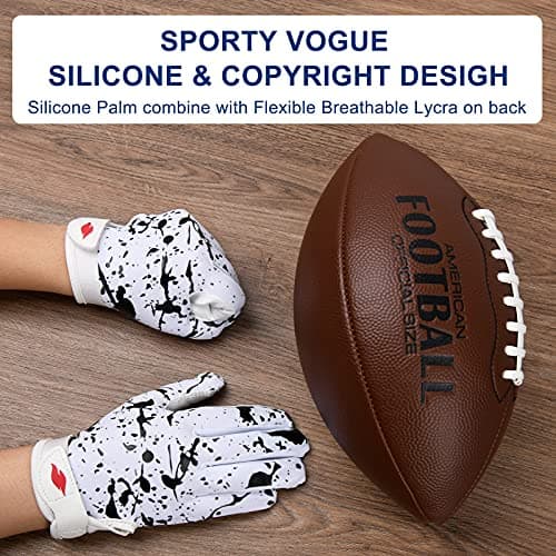 Youth Football Gloves with Enhanced Grip Silicone