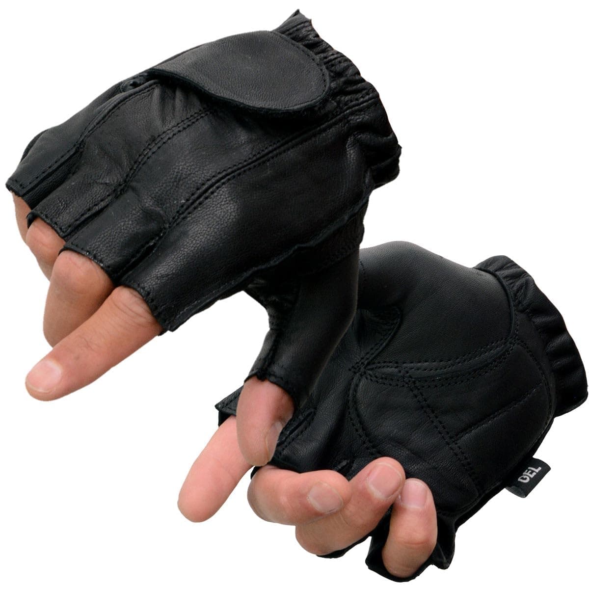 Milwaukee Black Gel Padded Men's Fingerless Motorcycle Hand Gloves