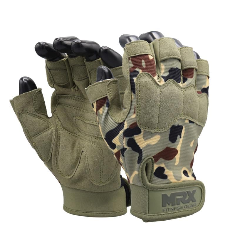 MRX Breathable Workout Gloves for Men and Women - Snug-Fit, Ideal for Weight Lifting, Cycling, Gym & More — Camo Green