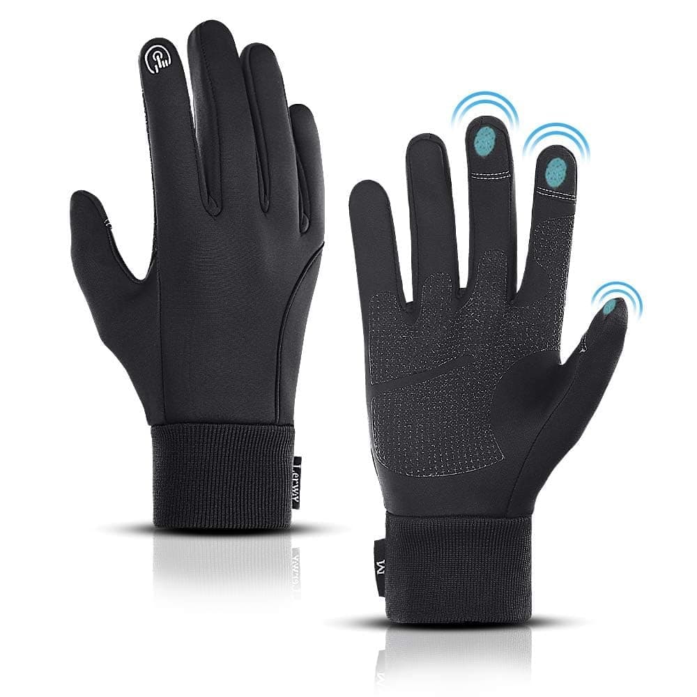 LERWAY Winter Warm Gloves, Thermal Black Touchscreen Non-Slip Gloves for Men & Women