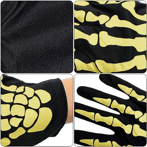 Naichuo Skeleton Gloves for Halloween Costumes (Men, Women, Kids Over 3)