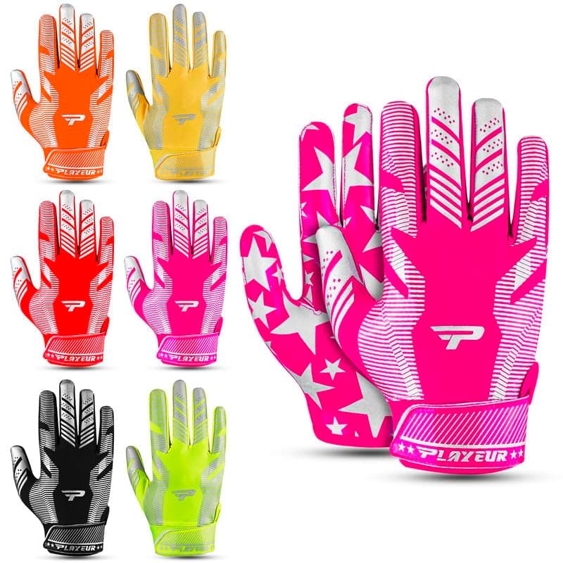 Sticky Receiver Gloves for Youth Boys 8-12 - Durable Grip, Stretch Fit, Vibrant Colors — Hot Pink