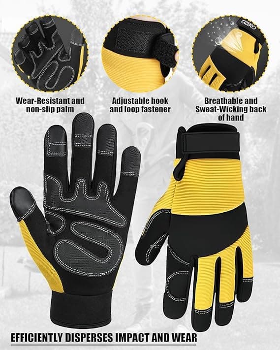 Men Women Utility Work Gloves, Touchscreen Safety Gloves - Yellow (Medium)