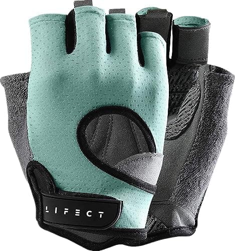 LIFECT Freedom Workout Gloves for Powerlifting and Gym, Curved Open Back, Men and Women — Aqua