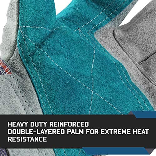Cowhide Split Leather Safety Gloves with Rubberized Cuff