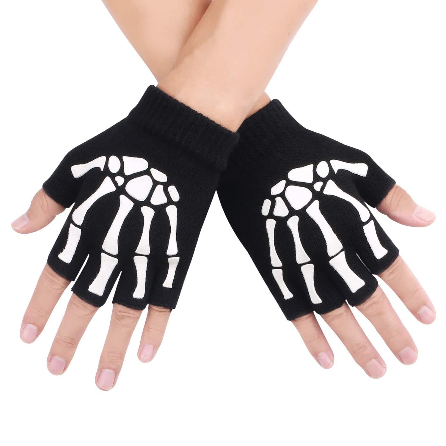 10AGIRL Glow-in-the-Dark Fingerless Gloves for Christmas Costumes Cosplay