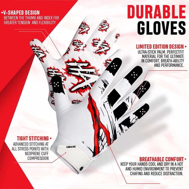 Youth and Adult Football Gloves for Enhanced Ball Feel