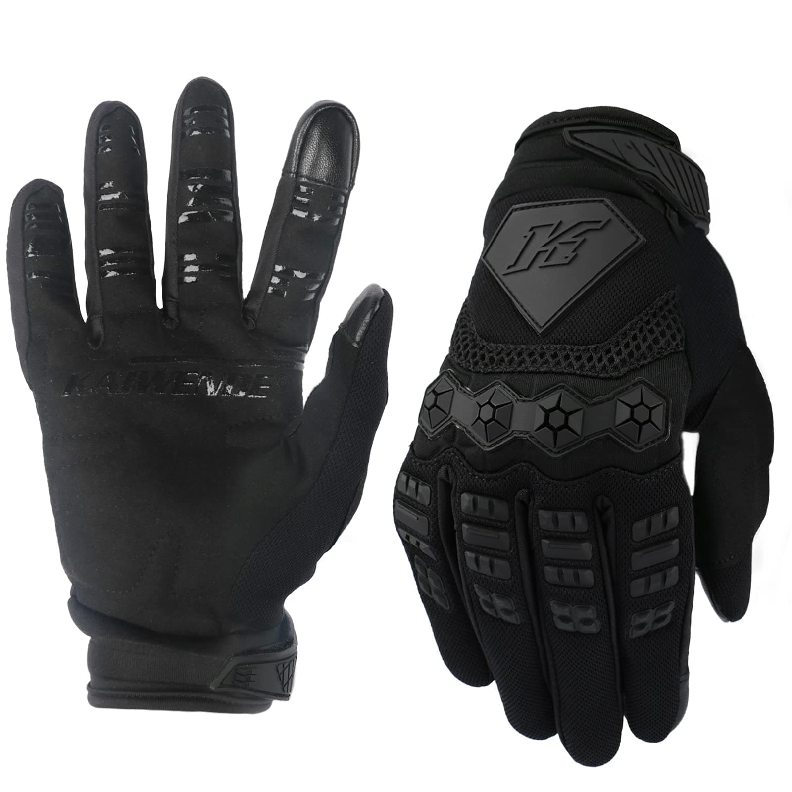 Men's Touch-Screen Dirt Bike Gloves - Black, Small, Motocross MTB Off-Road