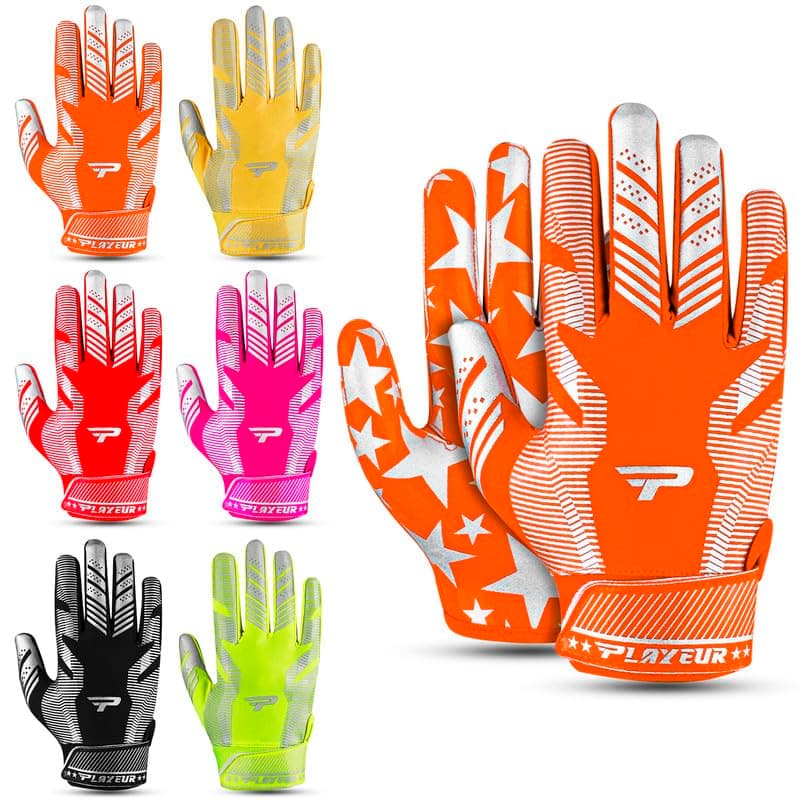 Sticky Receiver Gloves for Youth Boys 8-12 - Durable Grip, Stretch Fit, Vibrant Colors — Orange