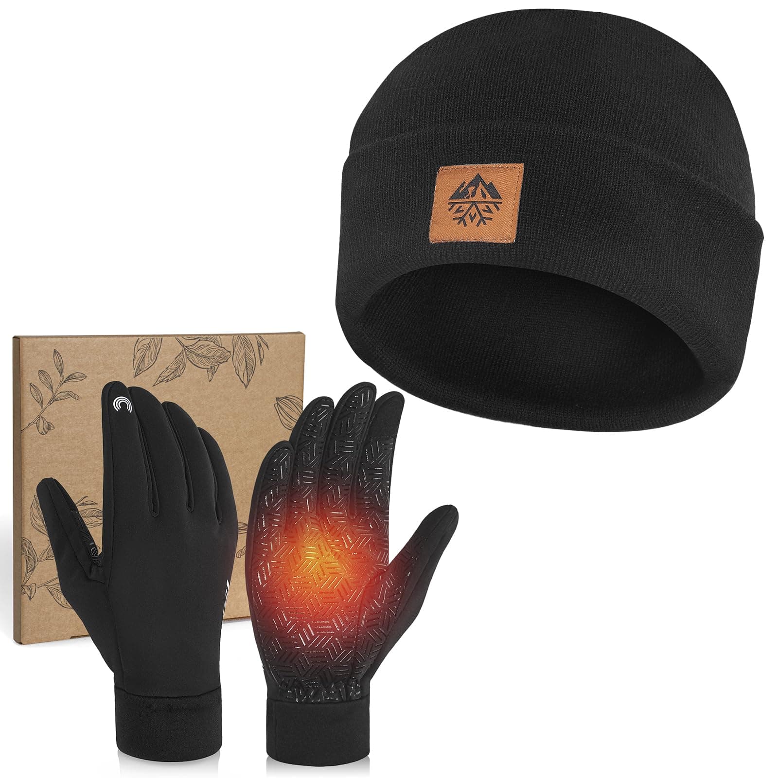 Rigwarl Men's Warm Hat & Waterproof Touchscreen Gloves Set