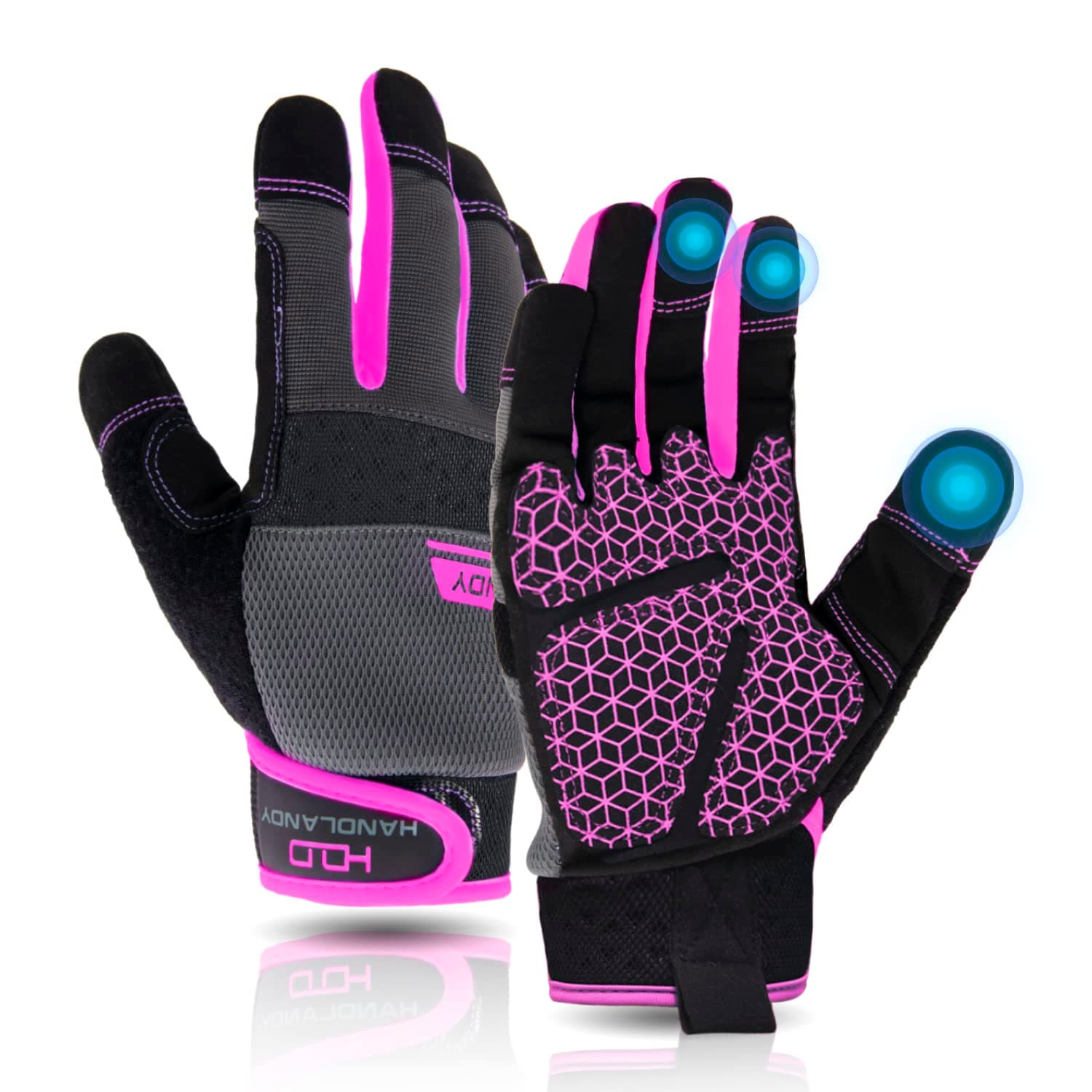 AIGEVTURE Women's Breathable Touch Screen Gloves, Pink, Large