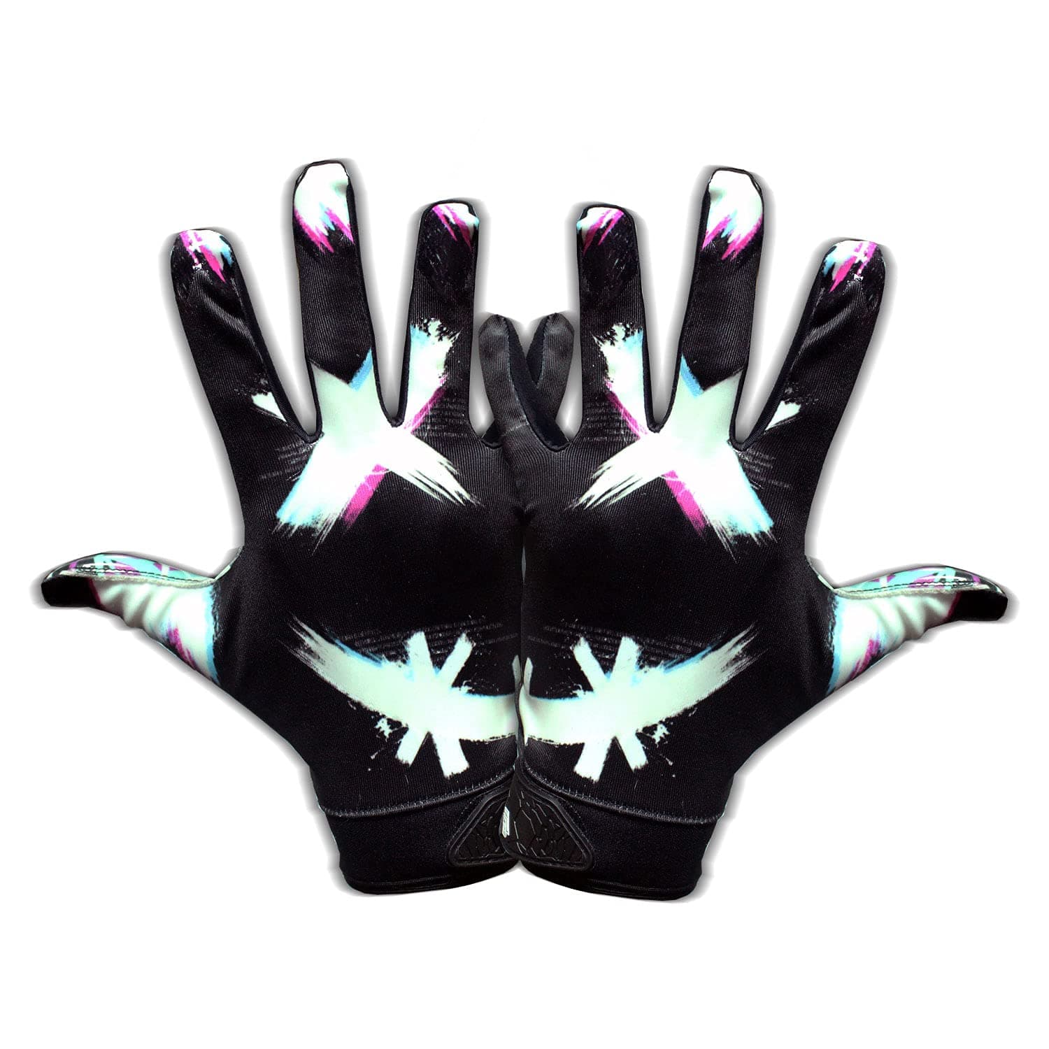 Tacky Grip Jester Cross Eyes Football Gloves - Adult & Youth Sizes