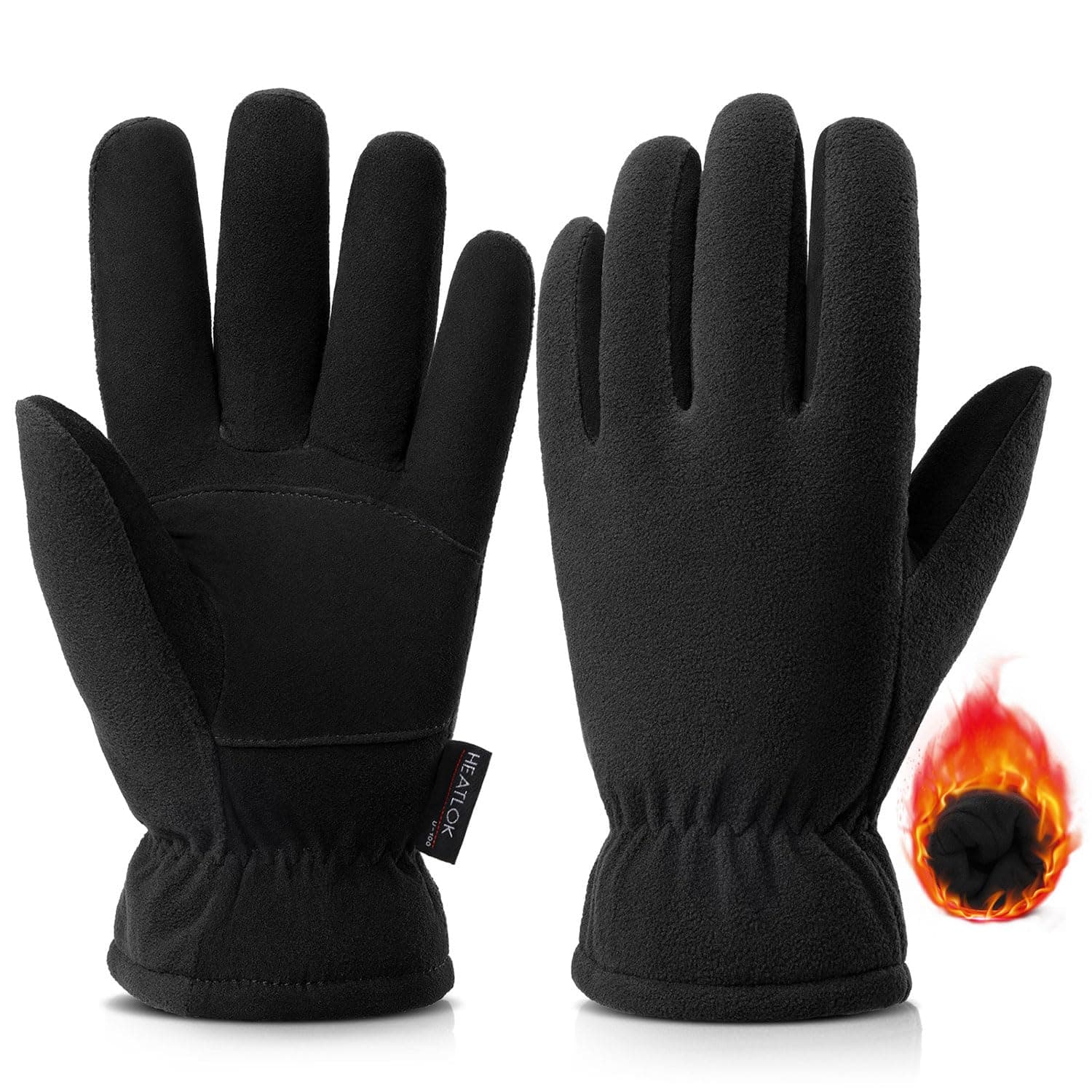 OZERO Men & Women Winter Gloves -30℉ Deerskin & Polar Fleece Insulated Cold Weather Gloves