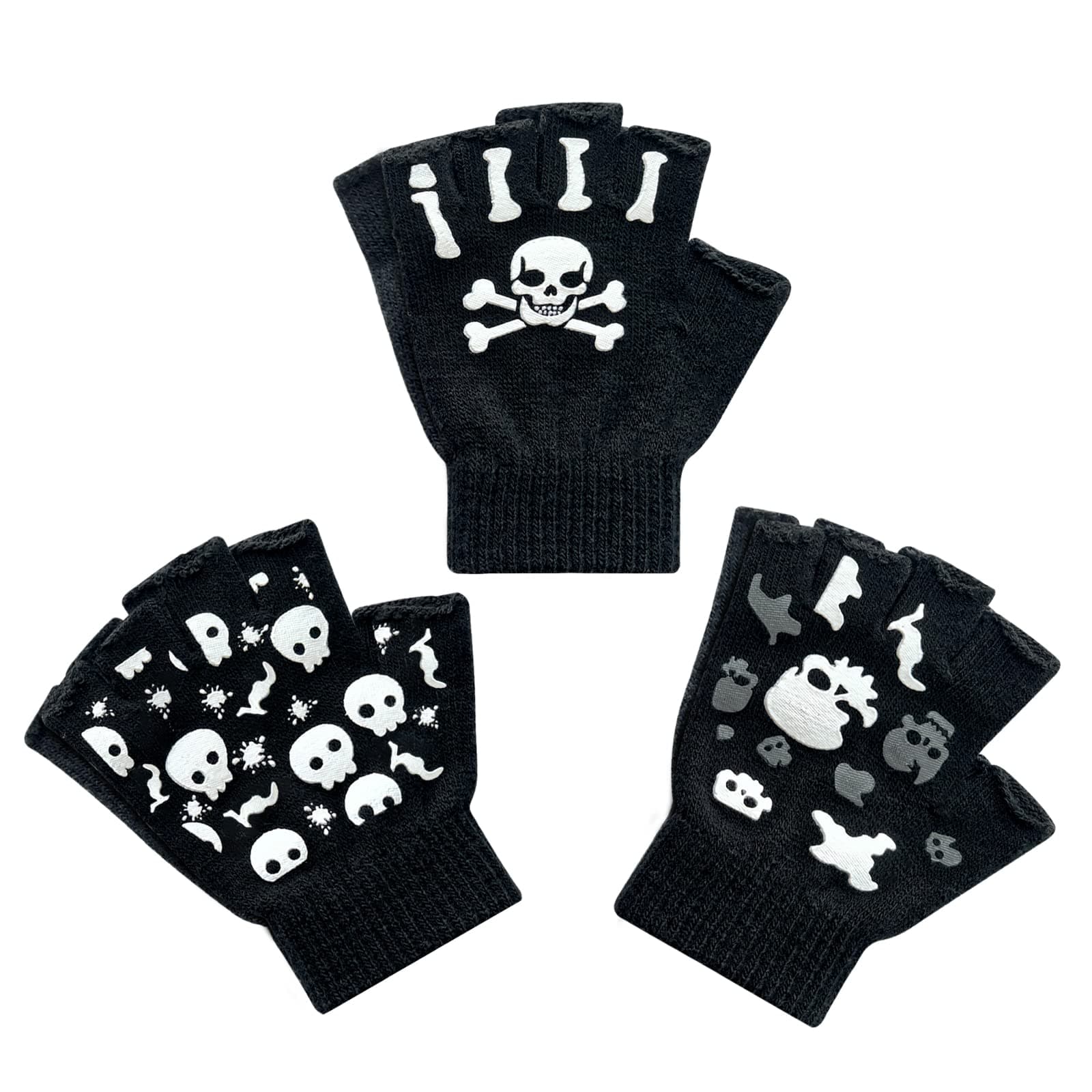 Evridwear Kids' Touchscreen Winter Warm Fingerless Gloves, 3 Pairs