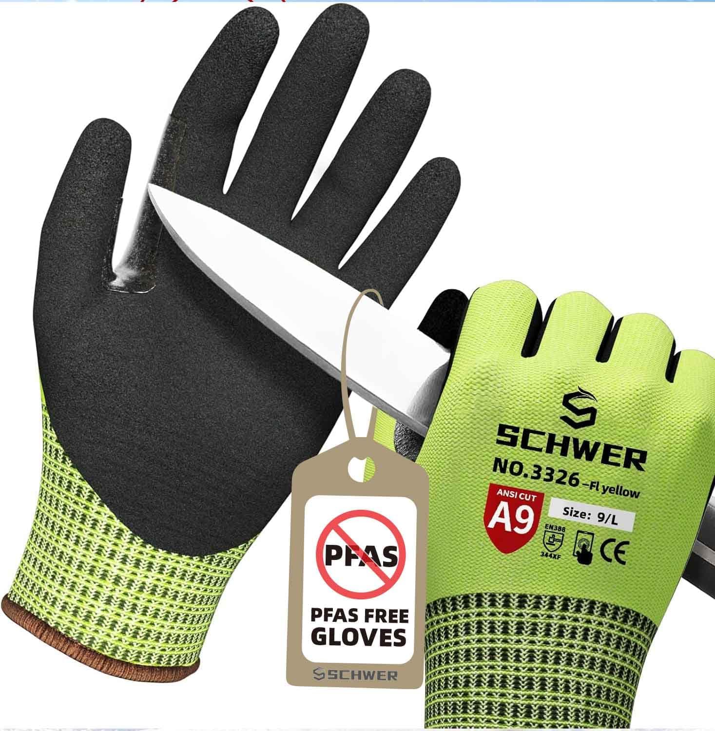 Schwer ProGuard PR3326 Sandy Nitrile Cut Resistant Gloves, ANSI A9, Extreme Protection, Touch-Screen, Durable, Machine W