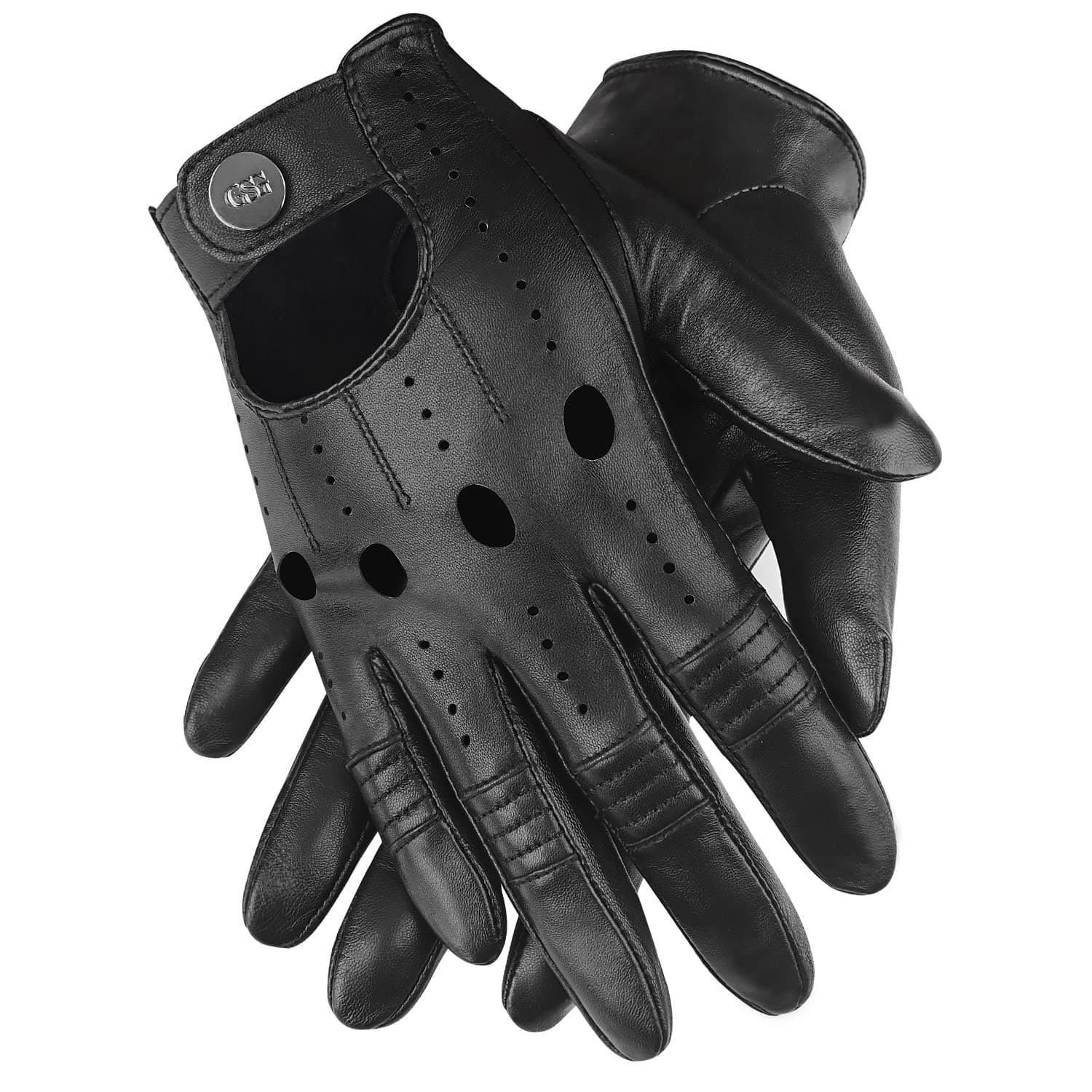 Genuine Leather Black Driving Gloves for Men, Touchscreen Compatible Motorcycle Fotos