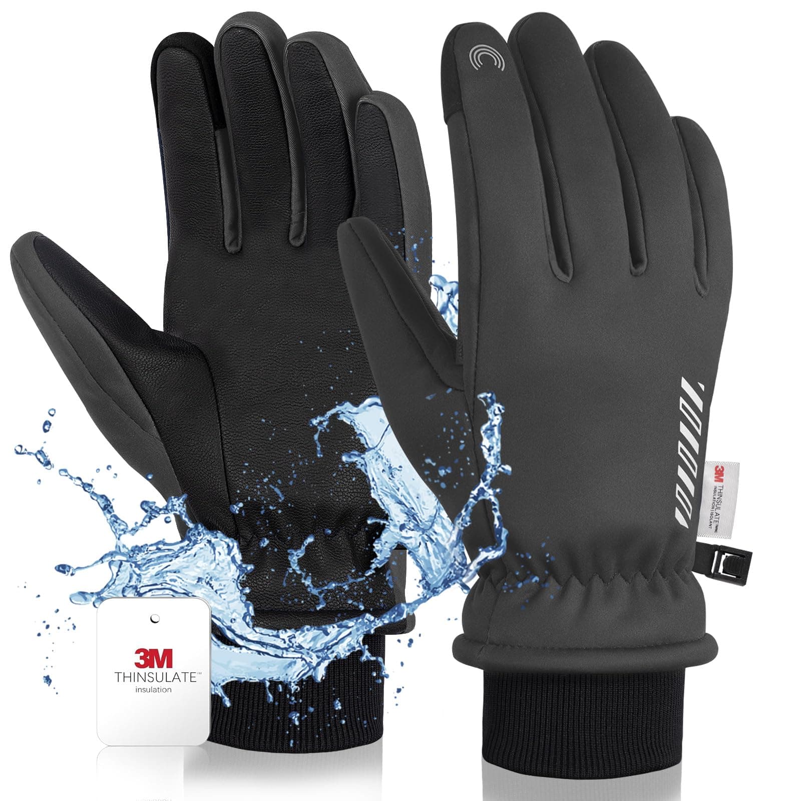 RIGWARL 10℉ 3M Waterproof Gloves, 7 Layer Thermal Warm for Men & Women(XL Grey)