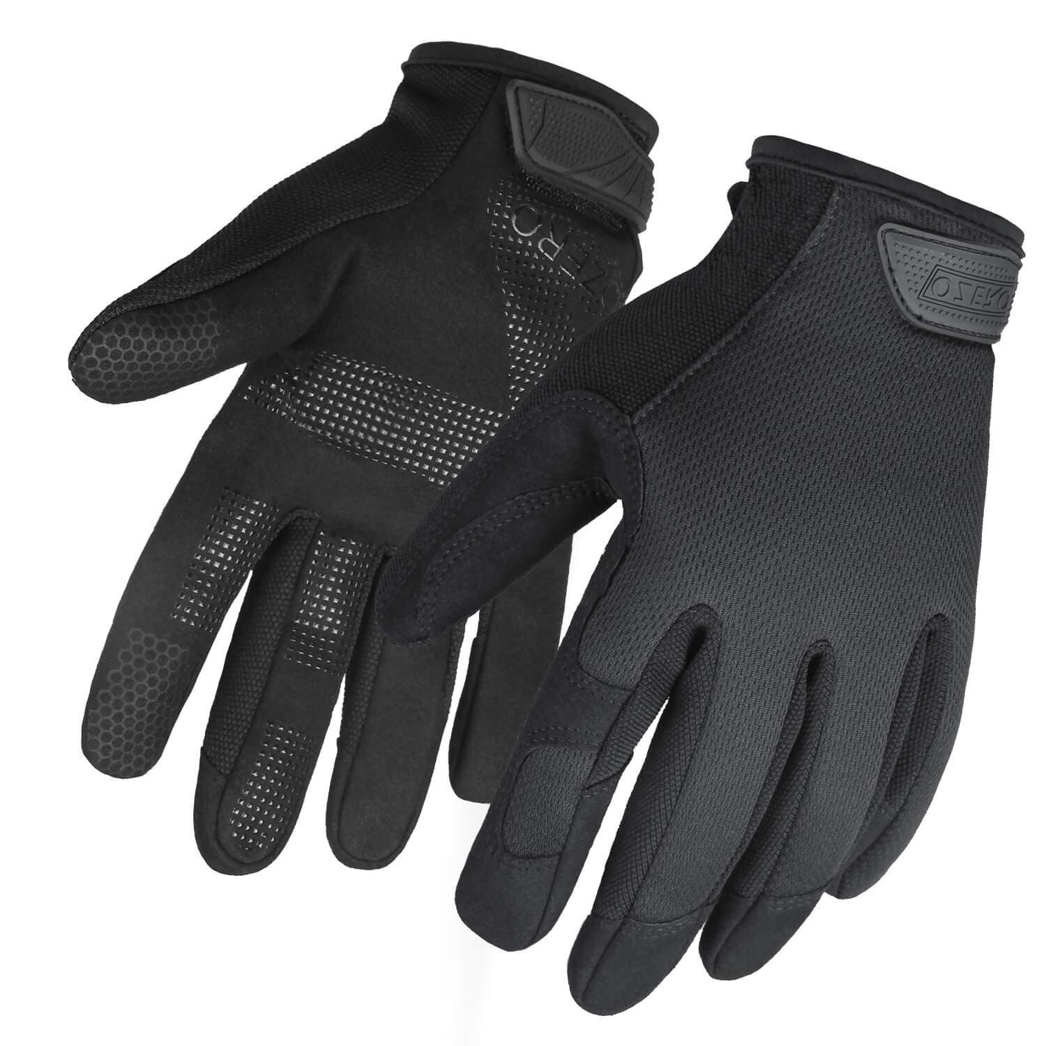 OZERO Men's Touch Screen Mechanic Gloves - Flexible, Excellent Grip, Heavy Duty, Black, S/M/L/XL