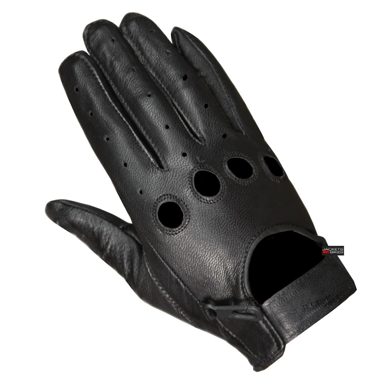 Real Leather Biker Gloves for Men & Women - Touchscreen Ventilation, Adjustable Fit, Black XL