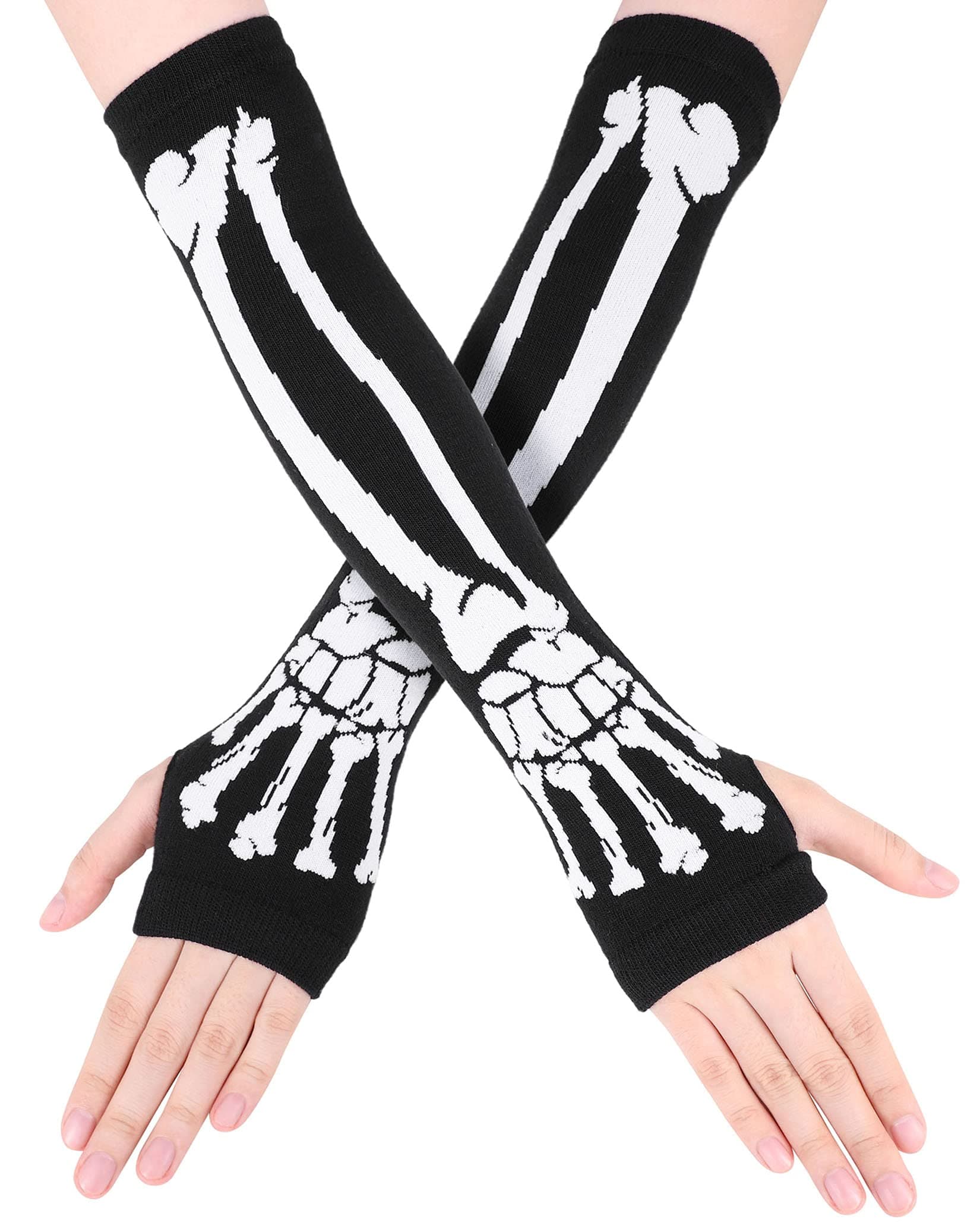 Glow in the Dark Full/Half Finger Skeleton Knit Gloves